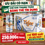 Nồng độ cồn 4.6% - Thùng 24 lon bia Tiger Crystal 330ml/lon