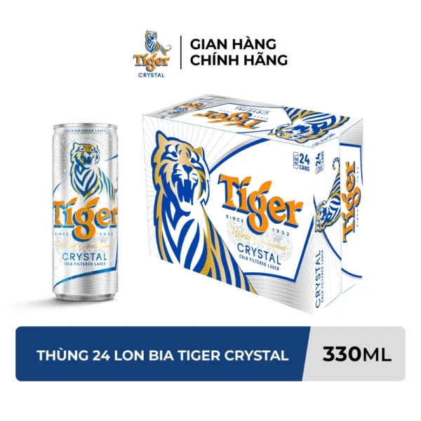Nồng độ cồn 4.6% - Thùng 24 lon bia Tiger Crystal 330ml/lon